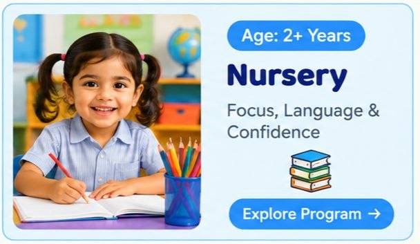 Nursery children practising language activities